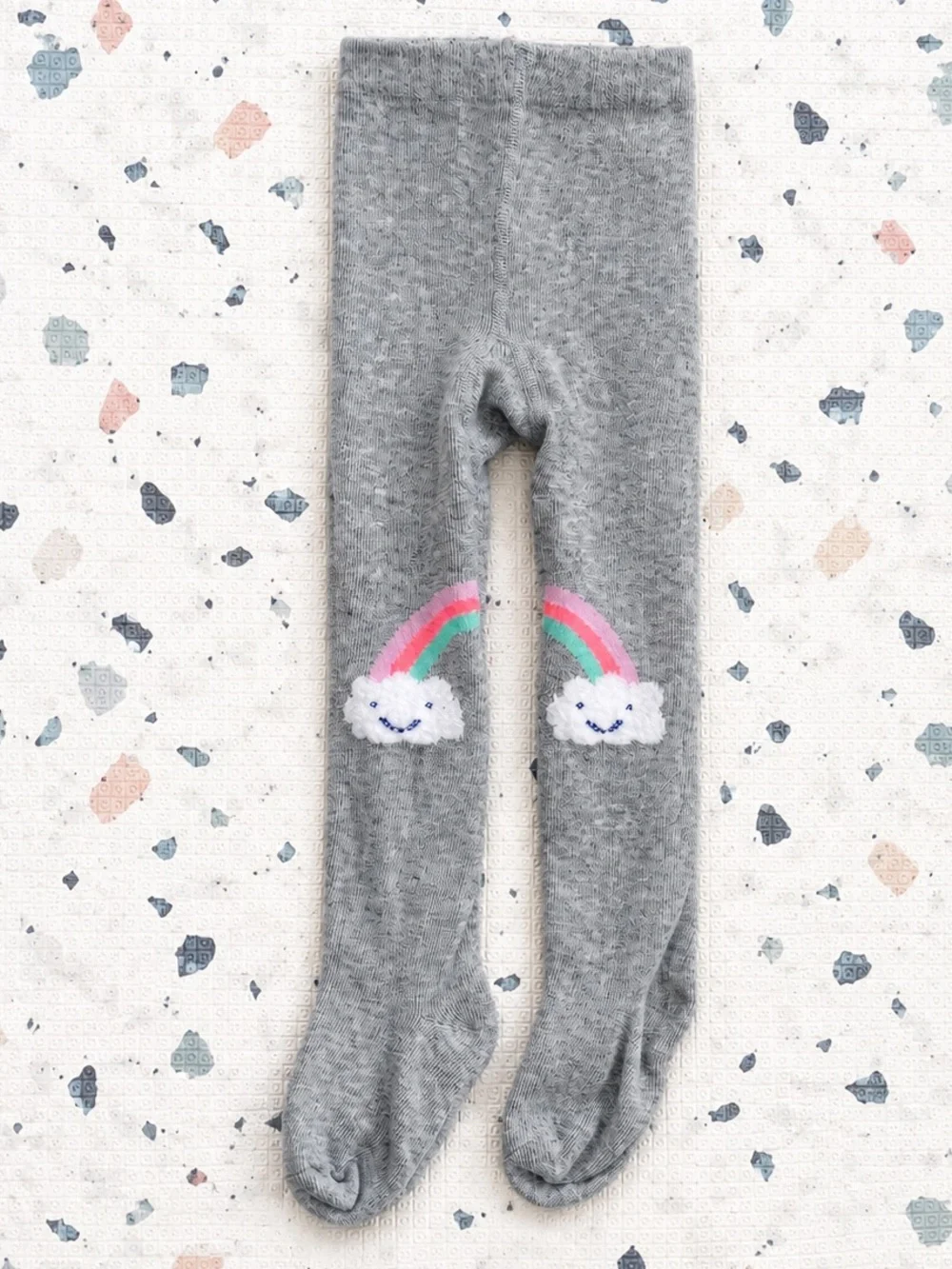 Target Gray Tights with Pink and Green Rainbow Cloud Knees